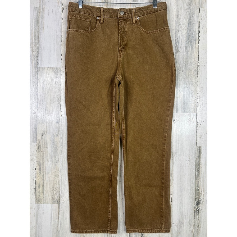 Good American High Rise Straight Leg Jeans 12/31 Bronze Brown Cotton Fall Wear